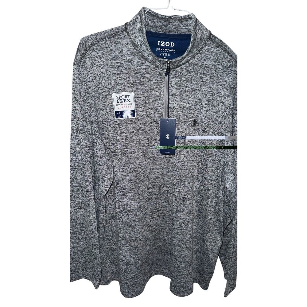 IZOD Sport Flex 1 4 Zip Pullover Mens XL Gray Performance Stretch Workout NWT